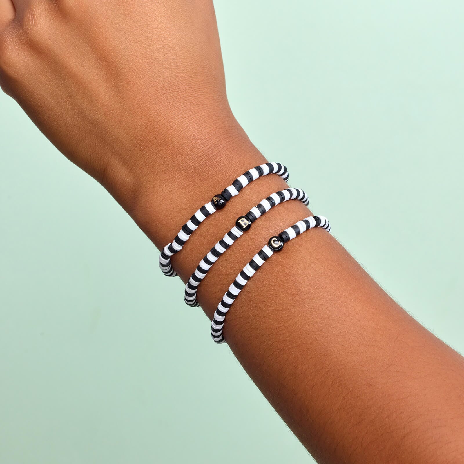 Black and White Alphabet Stretch Bracelet - Image 3