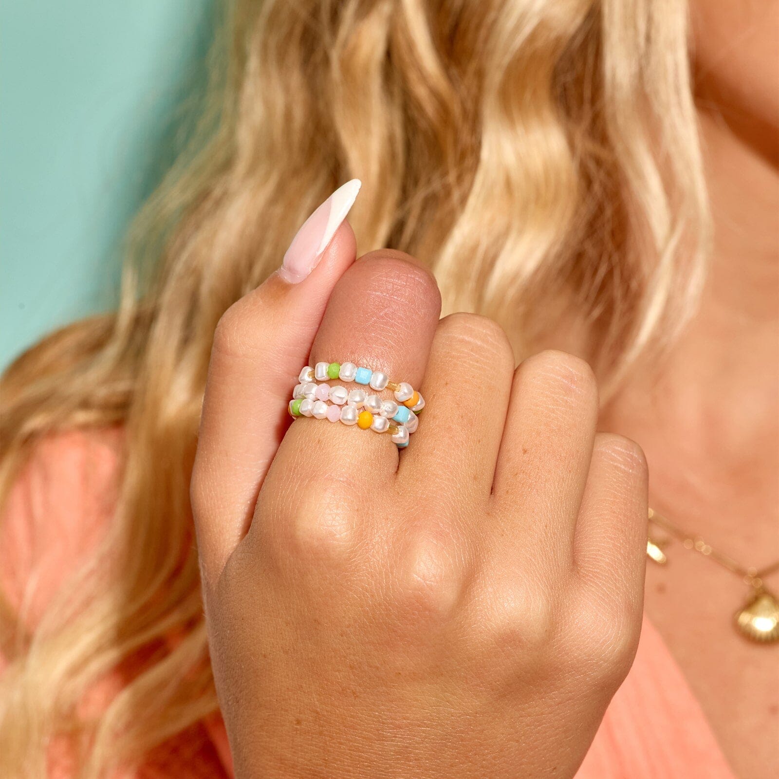 Pippa Pearl Stretch Ring 3 Pack - Image 2