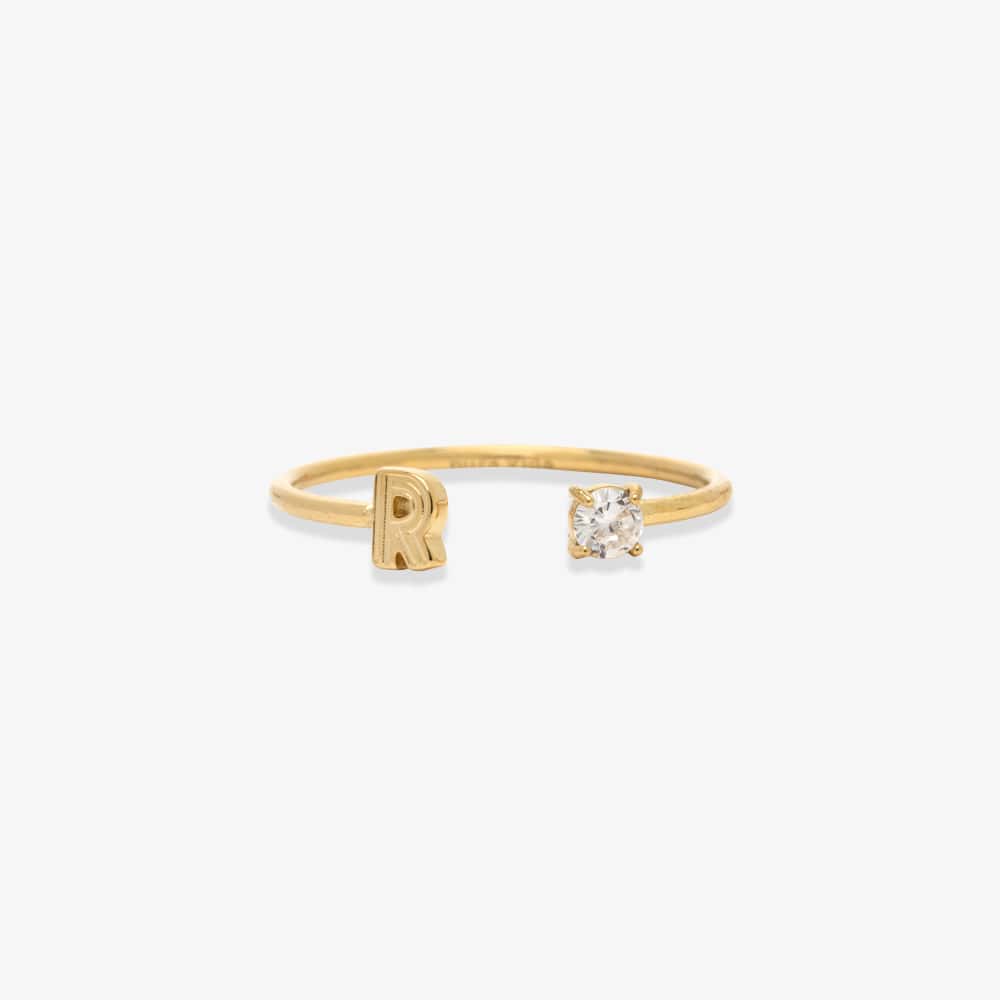Initial Stone Open Ring - Image 13
