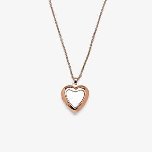 Stone Heart Locket Necklace